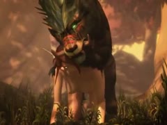 A little girl's pussy being ravaged by a cartoon beastial monster